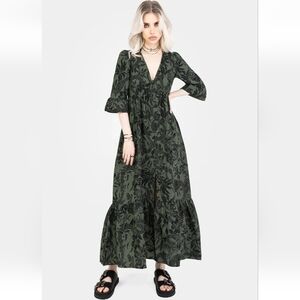 Disturbia Bashe Cotton Maxi Over Dress Green US 2